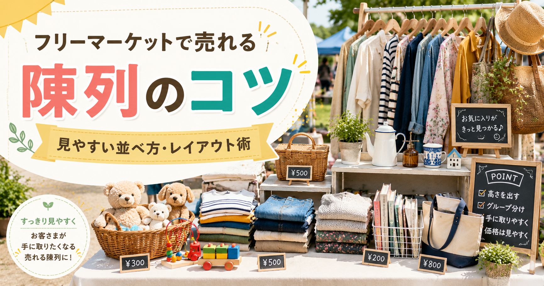 フリーマーケットでよく売れる陳列方法｜見やすい並べ方と売れるコツ