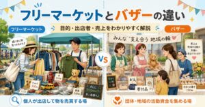 フリーマーケットとバザーの違いとは？目的・出店者・売上を徹底比較
