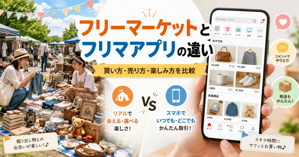 フリーマーケットとフリマアプリの違いとは?買う・売る両方の視点で徹底比較