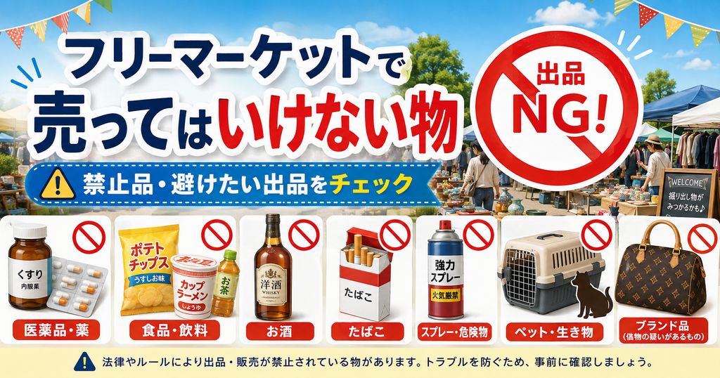 フリーマーケットで売ってはいけないもの|販売禁止品と避けたい物