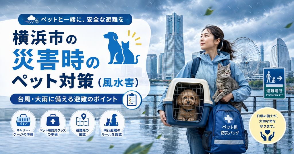 雨の横浜、ペット同行避難ガイド